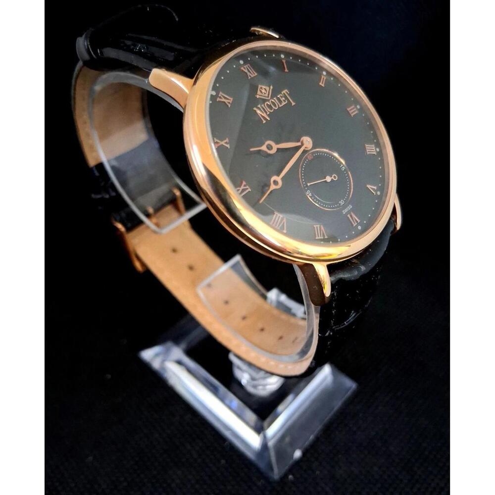 Rare Nicolet Roman Sub Second Dial Swiss Men's Watch